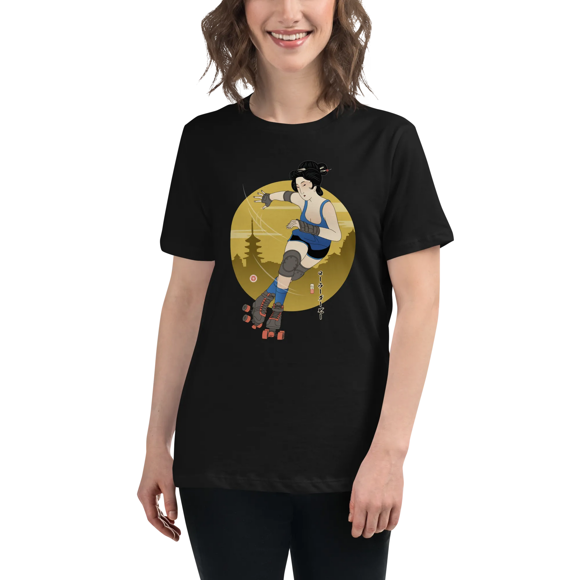 Geisha Roller Derby Japanese Ukiyo-e Women's Relaxed T-Shirt -