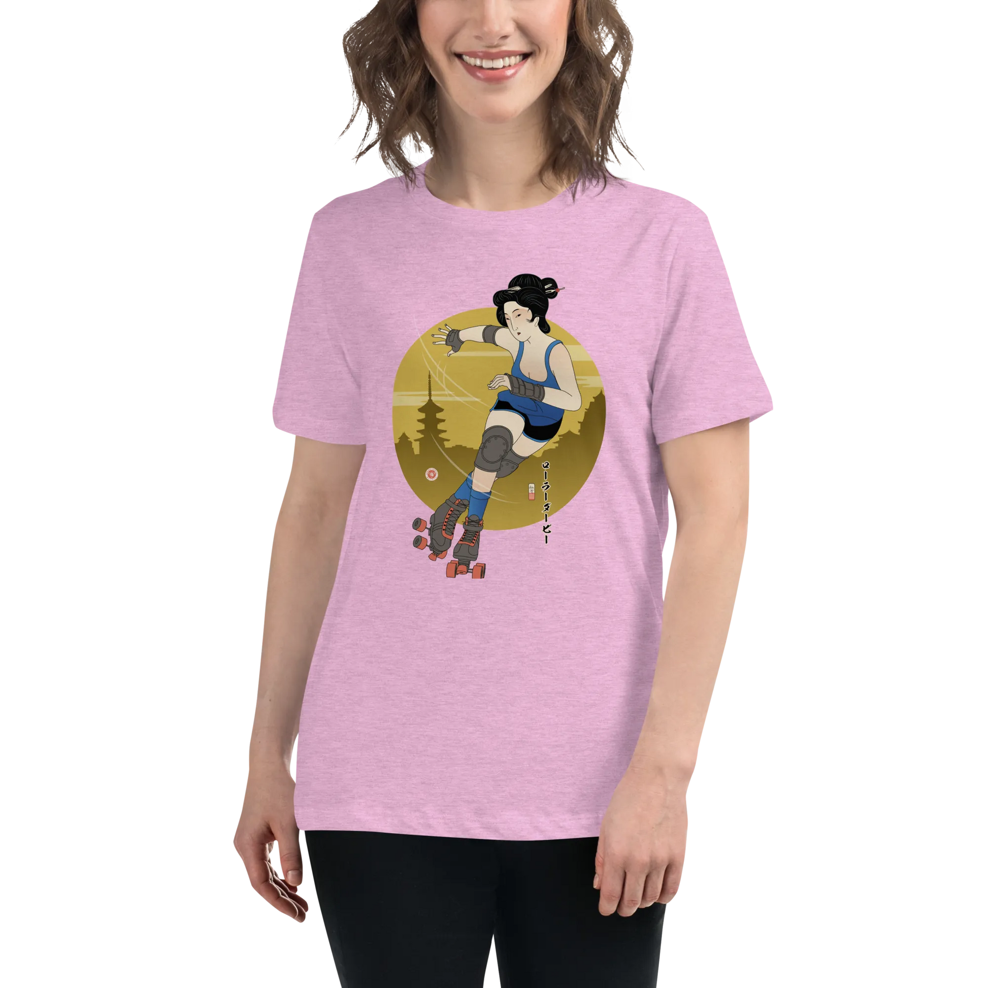 Geisha Roller Derby Japanese Ukiyo-e Women's Relaxed T-Shirt -