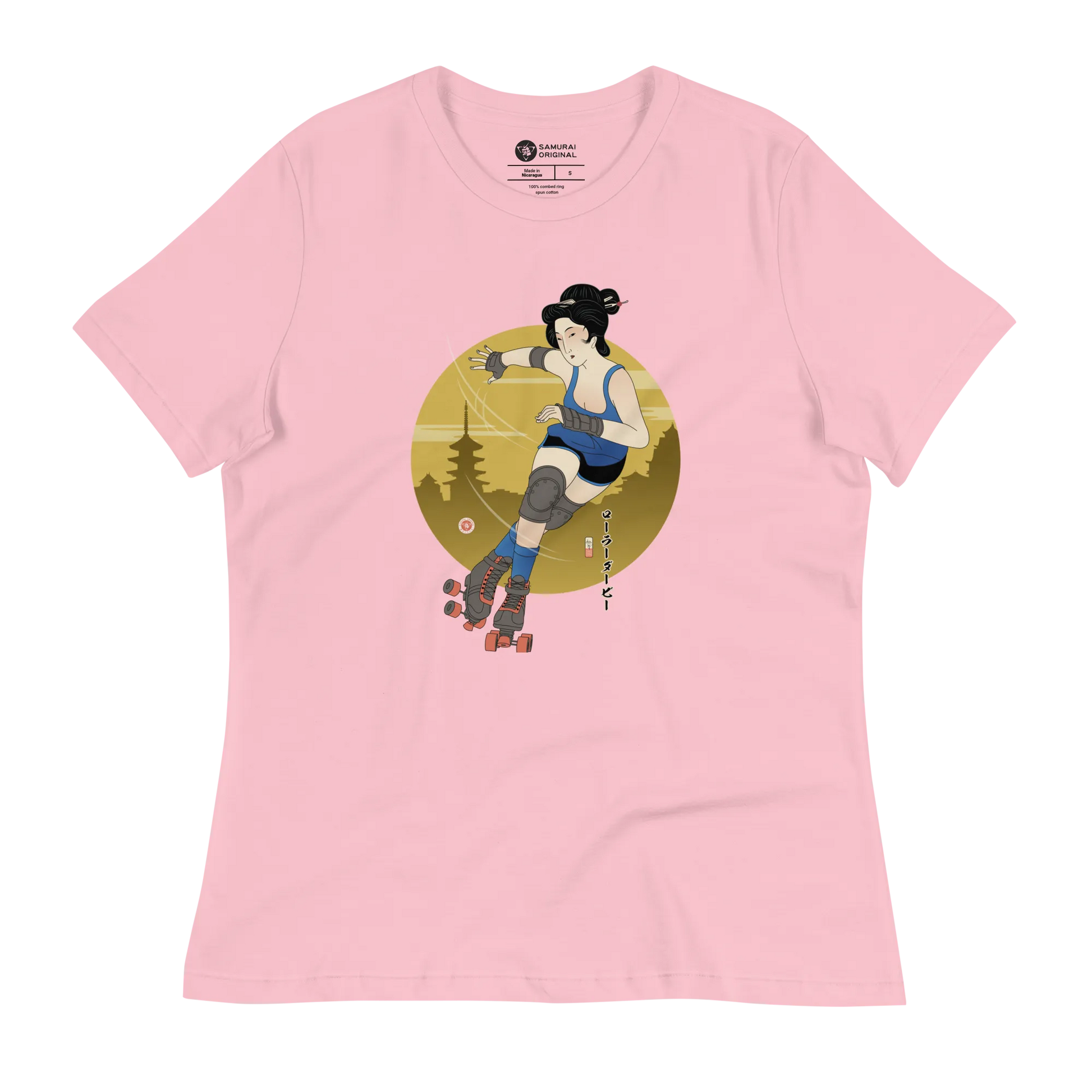 Geisha Roller Derby Japanese Ukiyo-e Women's Relaxed T-Shirt - Pink / S