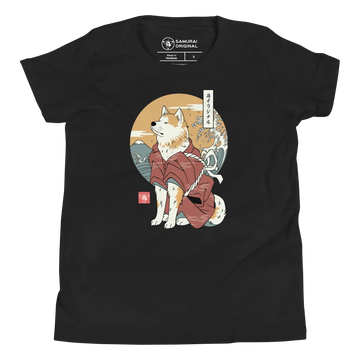 Samurai Dog Akita Best Friend Ukiyo-e Funny Youth Short Sleeve T-Shirt