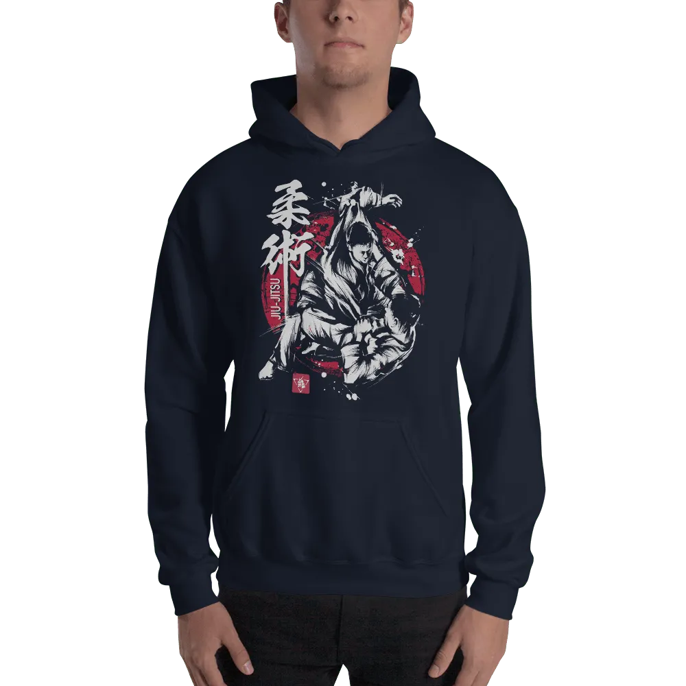 Jiu Jitsu Brazilian Martial Japanese Calligraphy Unisex Hoodie 2 - Navy / S