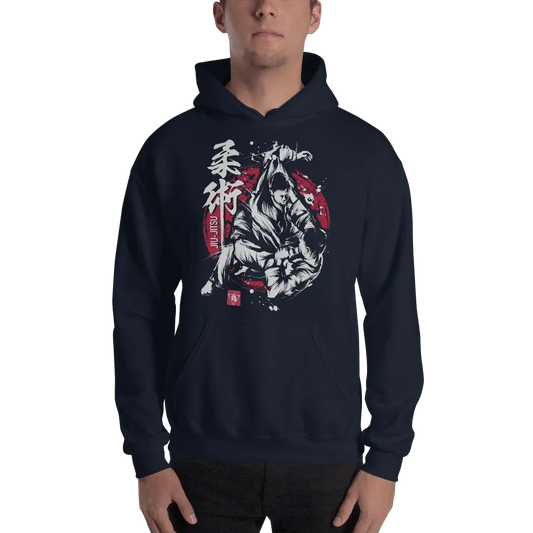 Jiu Jitsu Brazilian Martial Japanese Calligraphy Unisex Hoodie 2 - Navy / S