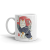 Cat Samurai Funny Japanese Ukiyo-e White Glossy Mug -