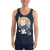 Cat Samurai Funny Japanese Ukiyo-e Unisex Tank Top - Navy / XS