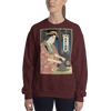 Geisha Pottery Artisan Japanese Ukiyo-e Unisex Sweatshirt - Maroon / S