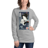 Geisha & Cat Funny Japanese Ukiyo-e Unisex Long Sleeve Tee - Athletic Heather / XS