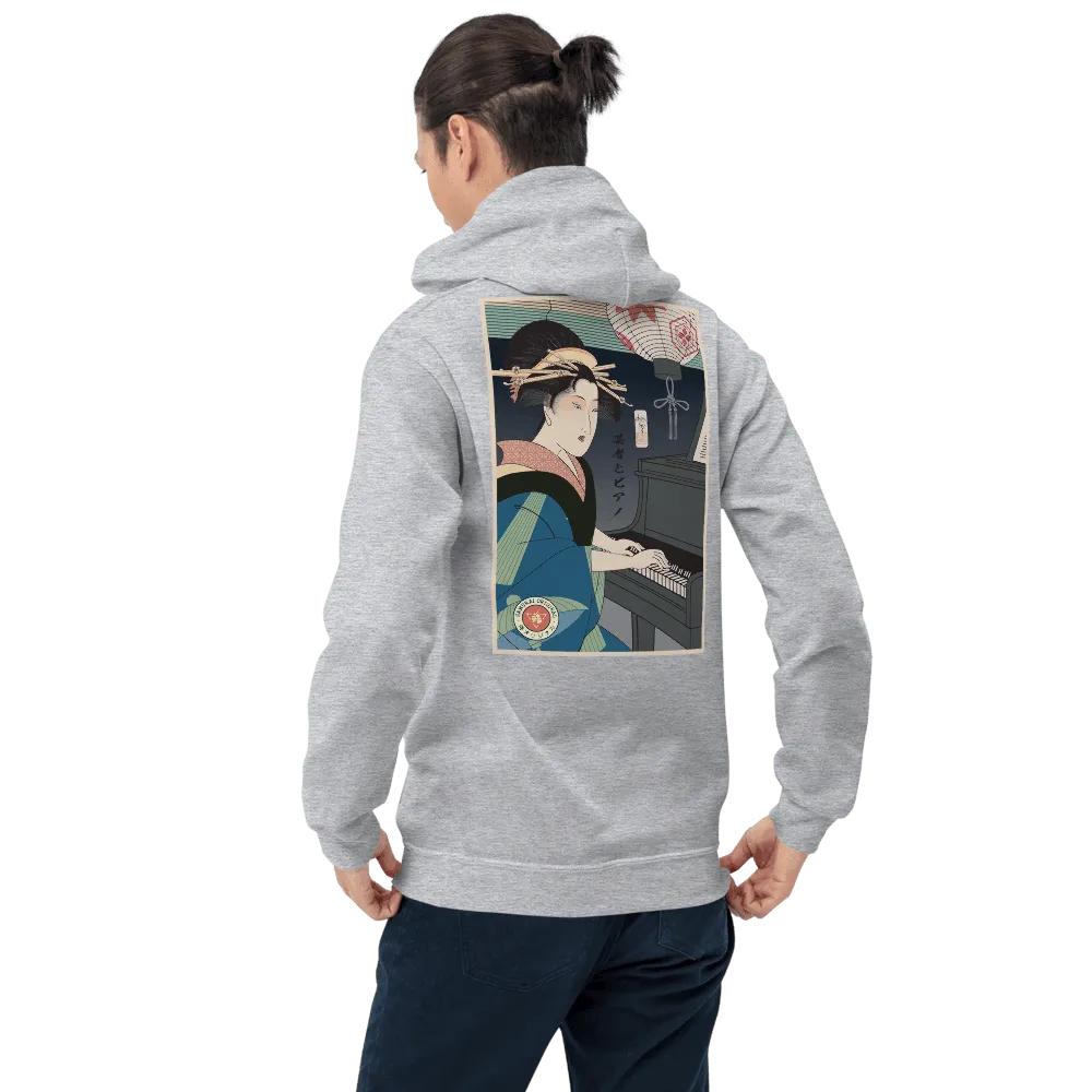 Geisha Piano Player Music Japanese Ukiyo-e Unisex Hoodie - Sport Grey / S