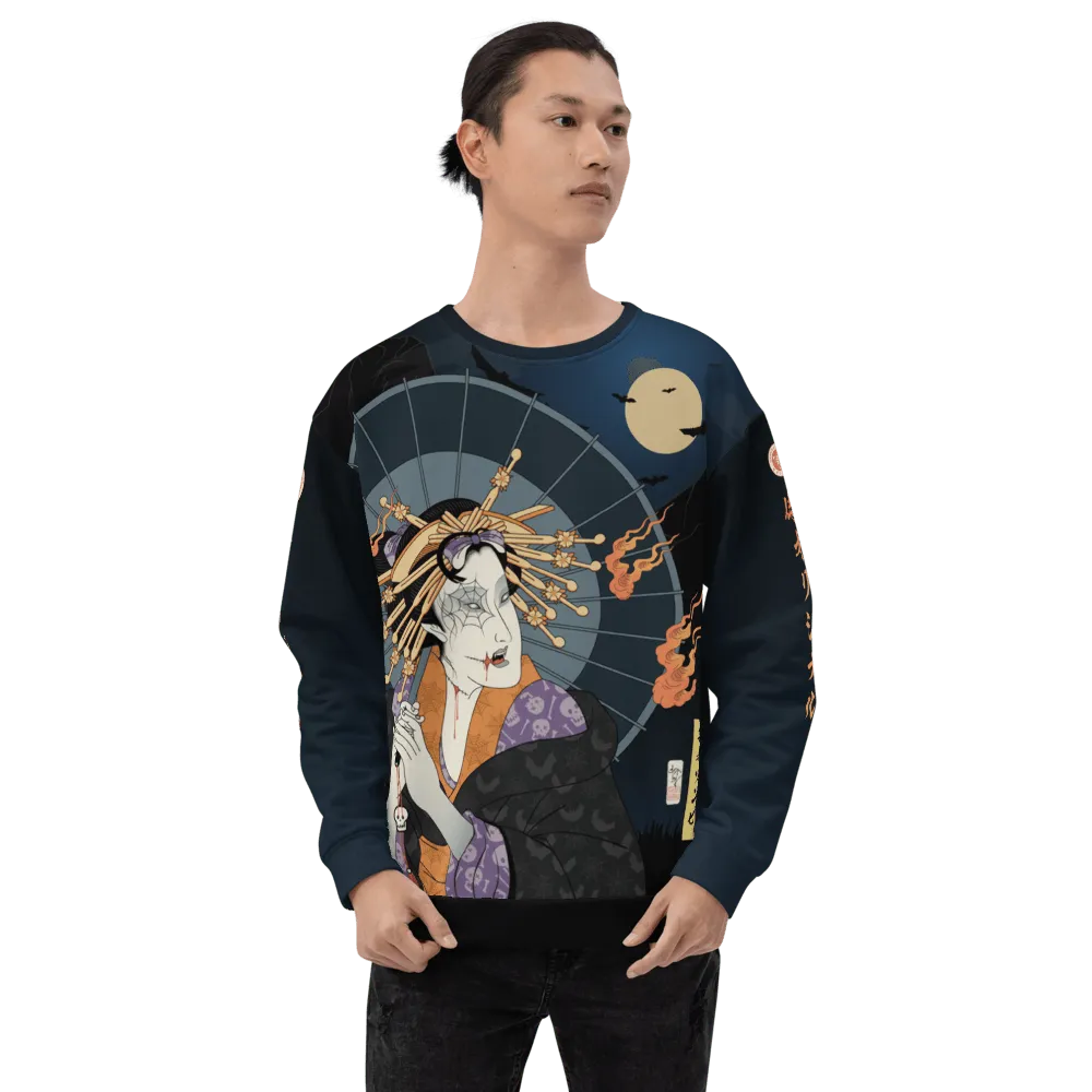 Halloween Geisha Zombies Japanese Ukiyo-e All-over Print Unisex Sweatshirt - XS