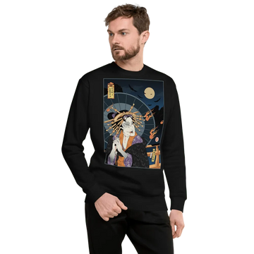 Halloween Geisha Zombies Japanese Ukiyo-e Unisex Premium Sweatshirt - Black / S