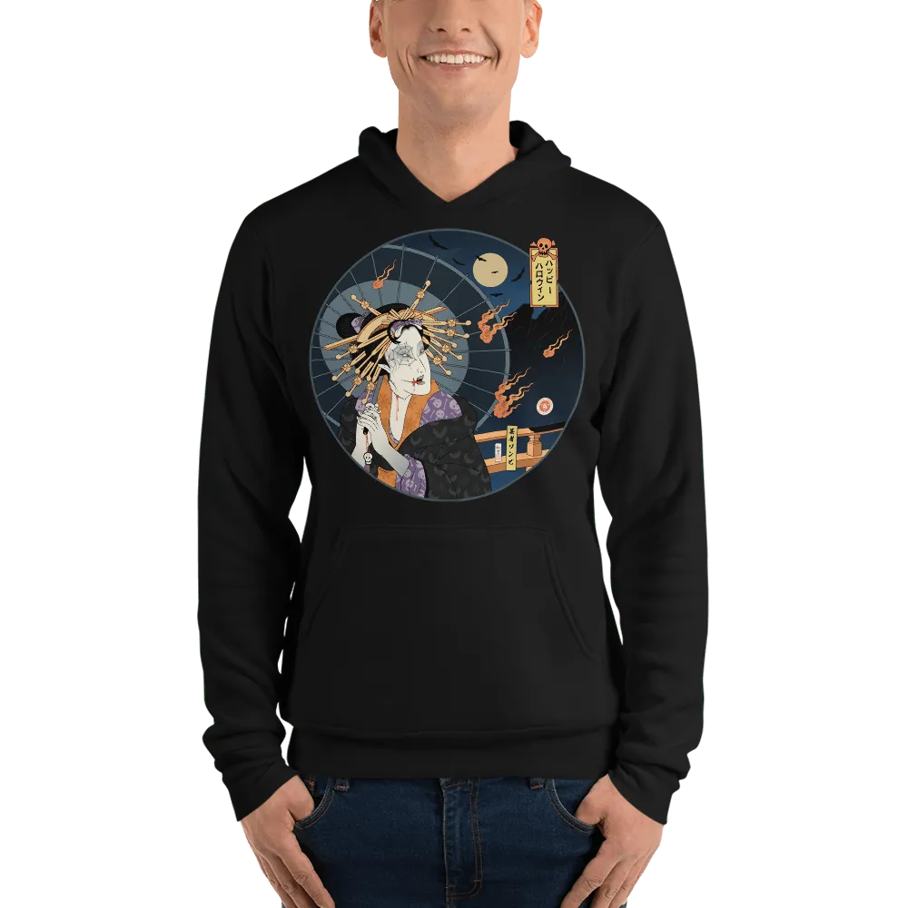 Halloween Geisha Zombies Japanese Ukiyo-e Unisex Pullover Hoodie - Black / S