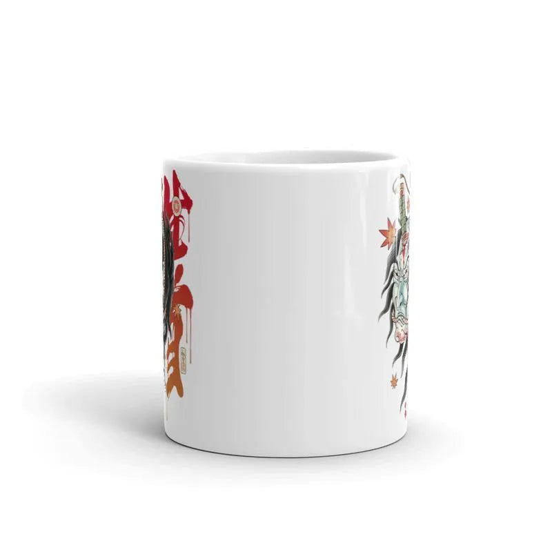 Halloween Namakubi Japanese Tattoo White Glossy Mug -