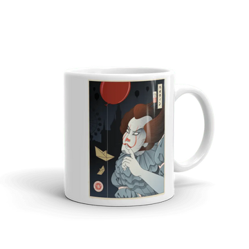 Halloween Pennywise Clown Japanese Ukiyo-e White Glossy Mug - Default Title