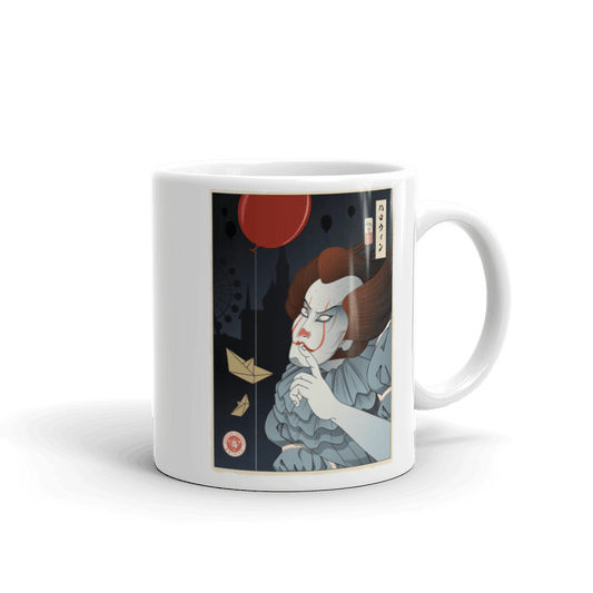 Halloween Pennywise Clown Japanese Ukiyo-e White Glossy Mug - Default Title