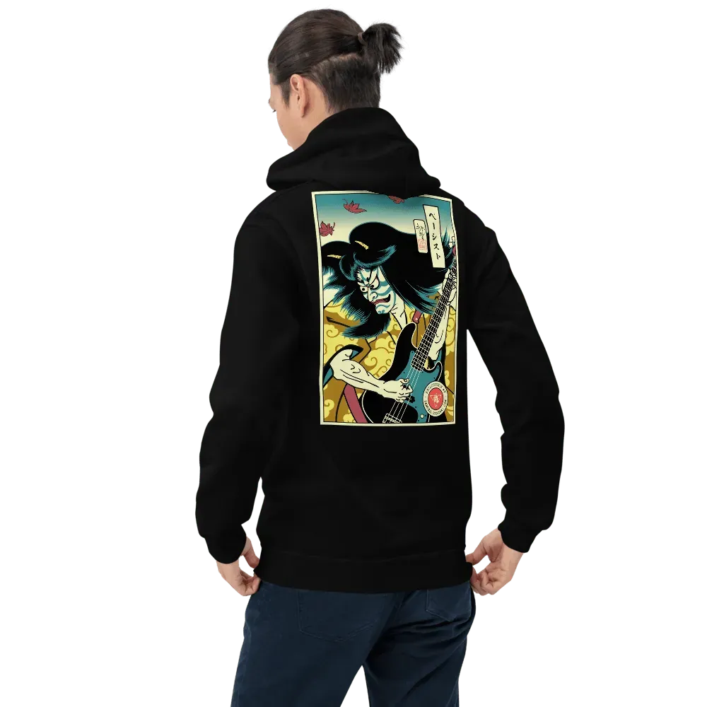 Hannya Bassist Player Music Japanese Ukiyo-e Unisex Hoodie - Black / S