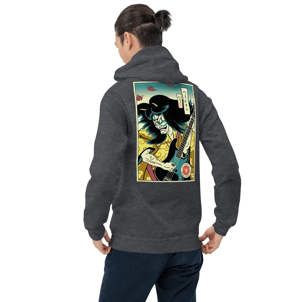 Hannya Bassist Player Music Japanese Ukiyo-e Unisex Hoodie - Dark Heather / S