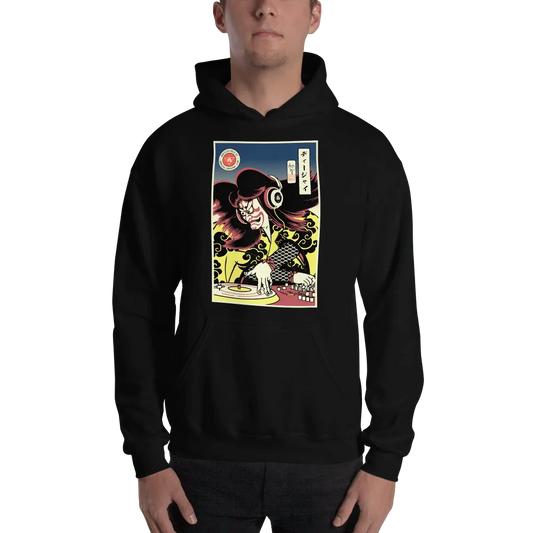 Hannya DJ Turntable Music Japanese Ukiyo-e Unisex Hoodie - Black / S