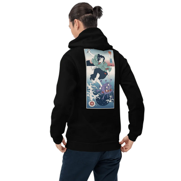 Onna Bugeisha vs Virus Demon Japanese Ukiyo-e Unisex Hoodie - Samurai Original