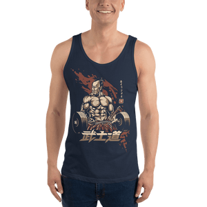 Samurai Bodybuilding Gym Ukiyo-e Unisex Tank Top - Navy / XS