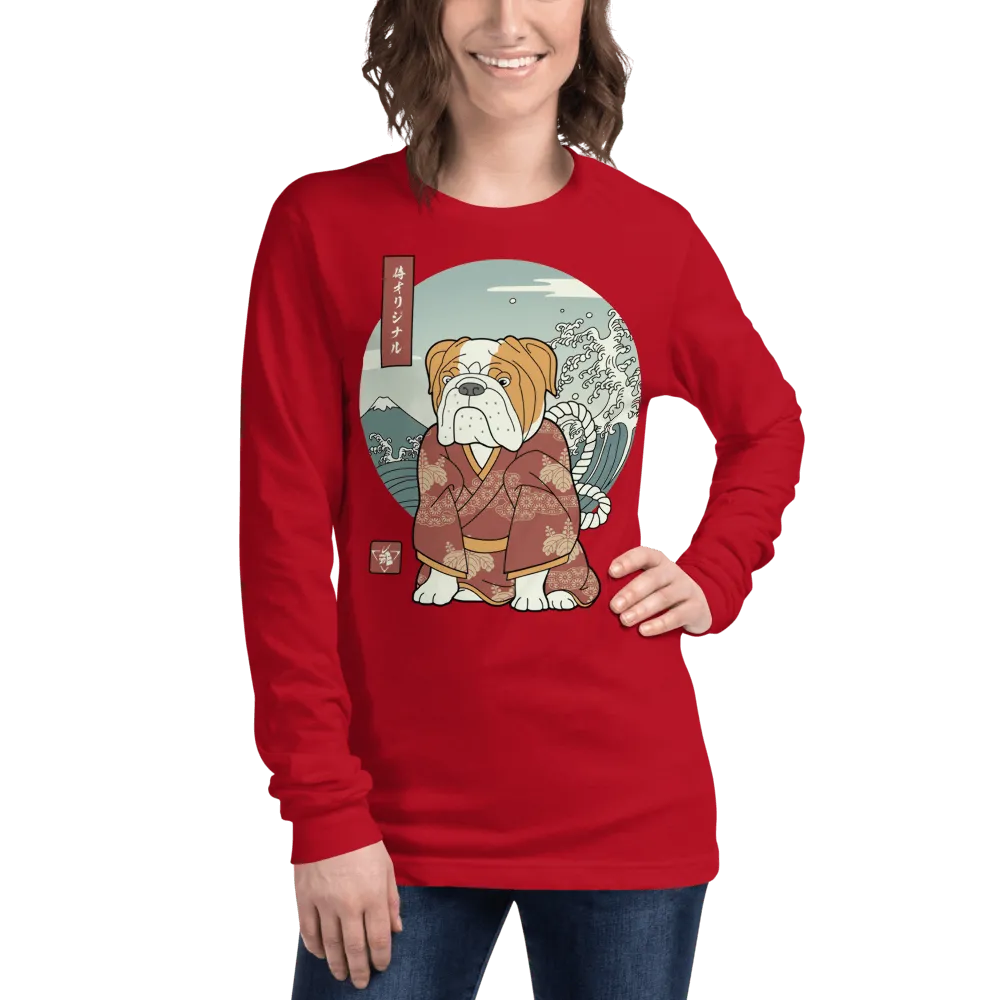 Samurai Bulldog Best Friend Ukiyo-e Funny Unisex Long Sleeve Tee - Samurai Original