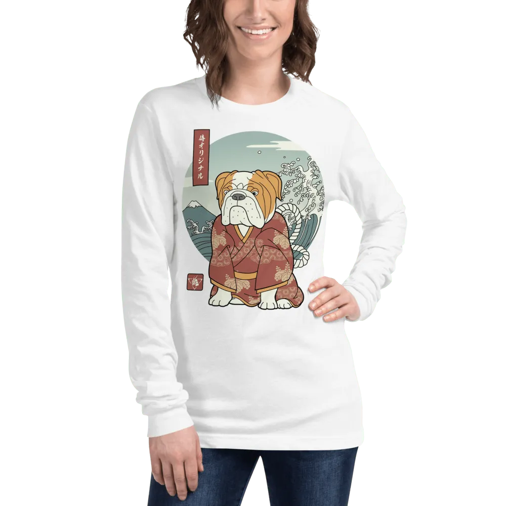 Samurai Bulldog Best Friend Ukiyo-e Funny Unisex Long Sleeve Tee - Samurai Original