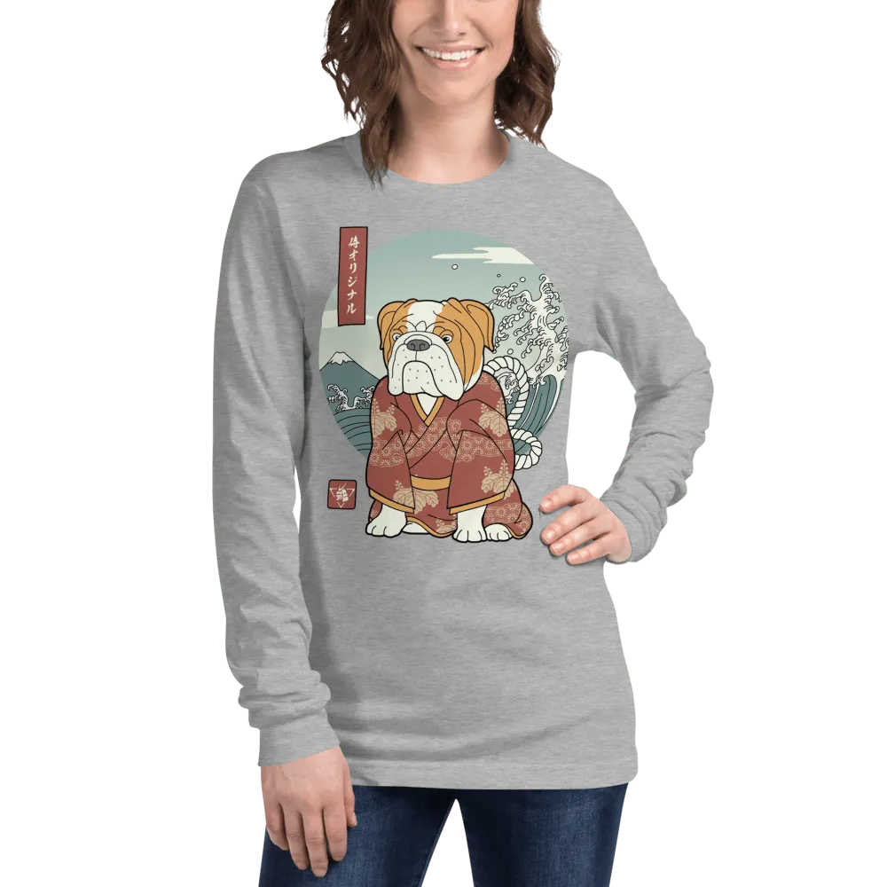 Samurai Bulldog Best Friend Ukiyo-e Funny Unisex Long Sleeve Tee - Samurai Original