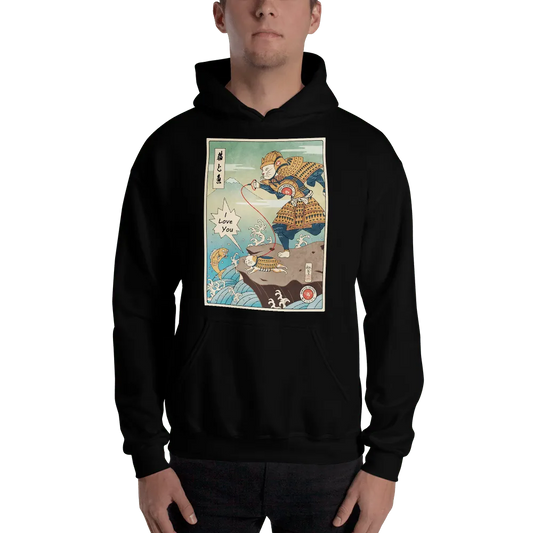 Samurai Cat Love Fish Ukiyo-e Funny Unisex Hoodie - Samurai Original