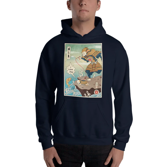 Samurai Cat Love Fish Ukiyo-e Funny Unisex Hoodie - Samurai Original