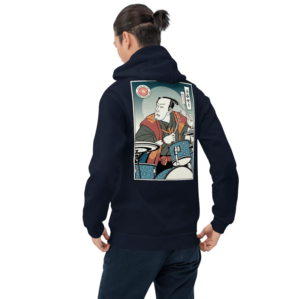 Samurai Drummer 4 Percussion Music Ukiyo-e Unisex Hoodie Samurai Original