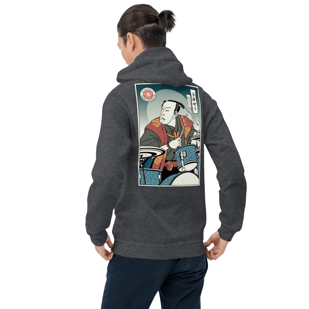 Samurai Drummer 4 Percussion Music Ukiyo-e Unisex Hoodie Samurai Original