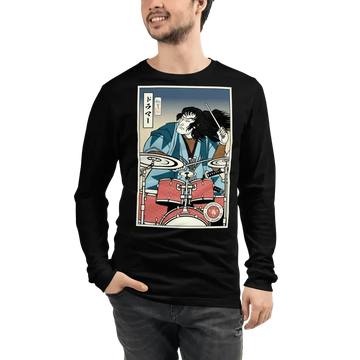 Samurai Drummer 5 Percussion Music Ukiyo-e Unisex Long Sleeve Tee Samurai Original