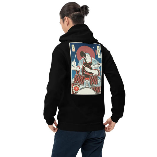 Samurai Drummer Percussion Music Ukiyo-e Unisex Hoodie Samurai Original