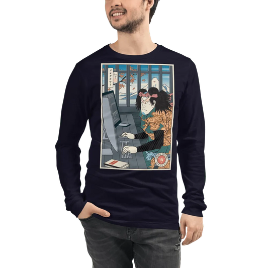 Samurai Programmer 3 Computer Science Ukiyo-e Unisex Long Sleeve Tee - Samurai Original