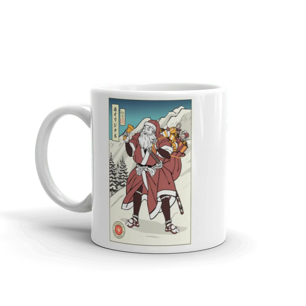 Samurai Santa Merry Chrismast Ukiyo-e White Glossy Mug Samurai Original