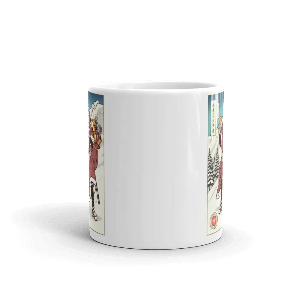 Samurai Santa Merry Chrismast Ukiyo-e White Glossy Mug Samurai Original