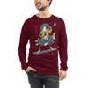 Samurai Snowboard 2 Winter Sport Ukiyo-e Unisex Long Sleeve Tee - Maroon / XS