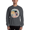 Samurai Surfing 2 Water Sport Ukiyo-e Unisex Sweatshirt - Dark Heather / S