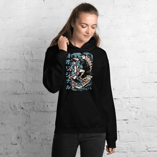 Samurai Sushi Japan's Food Ukiyo-e Funny Unisex Hoodie - Black / S