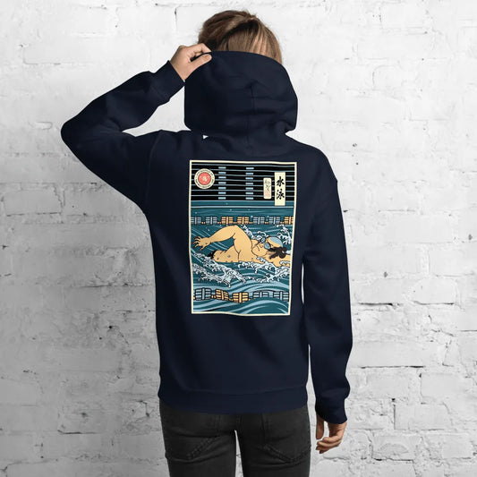 Samurai Swim Water Sport Ukiyo-e Unisex Hoodie - Navy / S