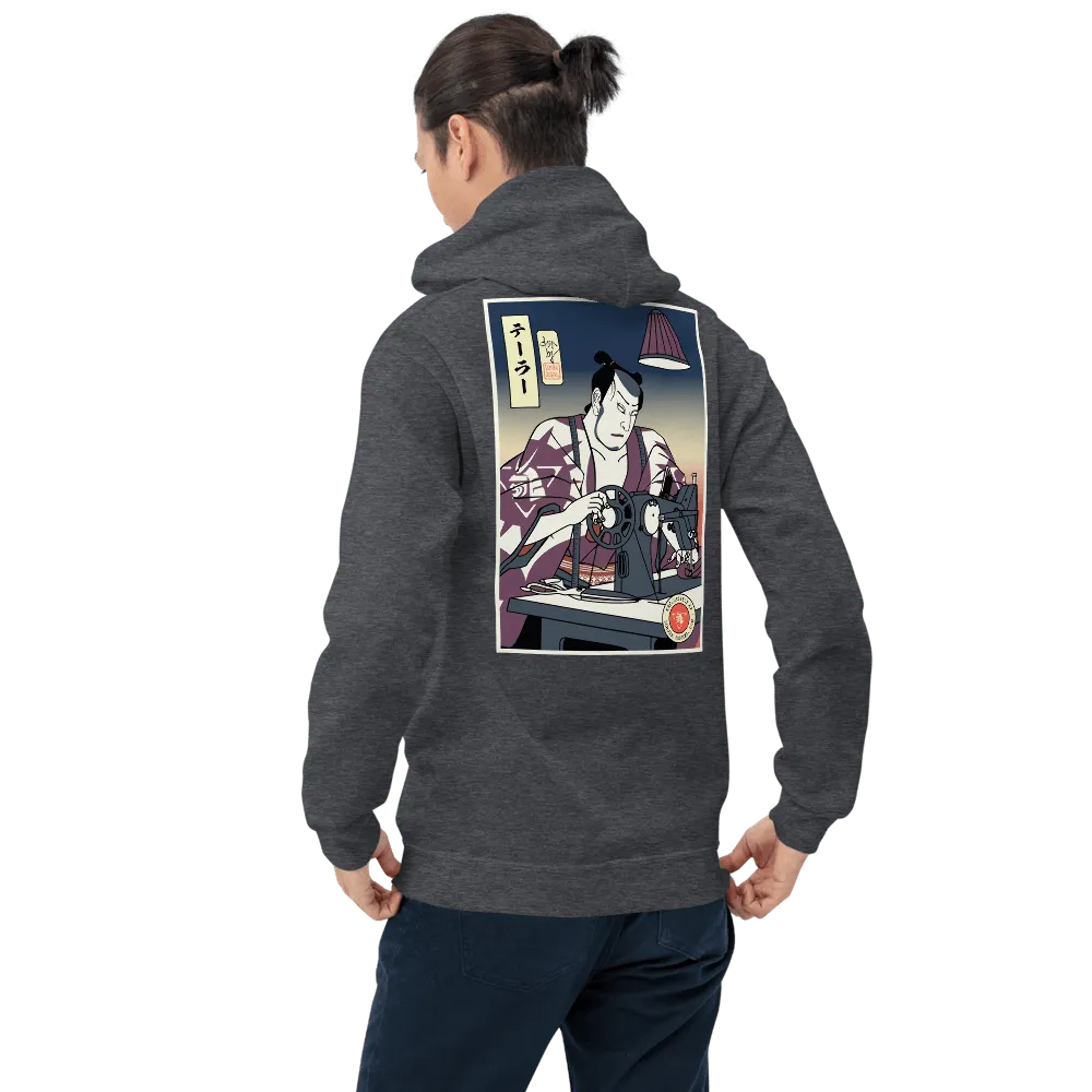 Samurai Tailor Sewing Machine Ukiyo-e Unisex Hoodie - Samurai Original