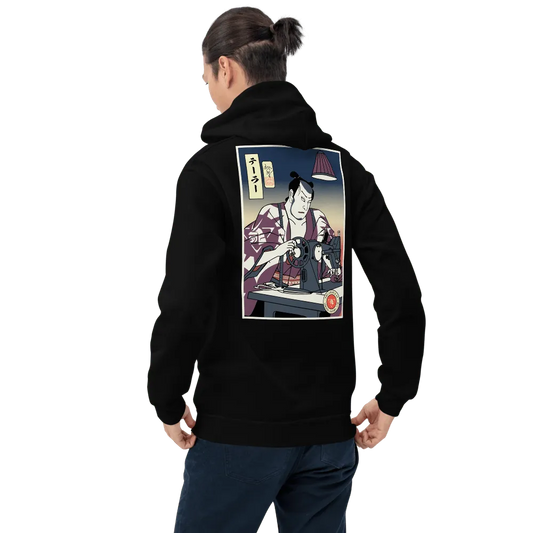 Samurai Tailor Sewing Machine Ukiyo-e Unisex Hoodie - Samurai Original