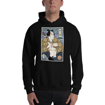 Samurai & Cat Funny Japanese Ukiyo-e Unisex Hoodie - Samurai Original