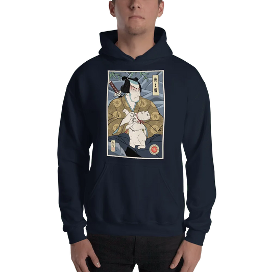 Samurai & Cat Funny Japanese Ukiyo-e Unisex Hoodie - Samurai Original