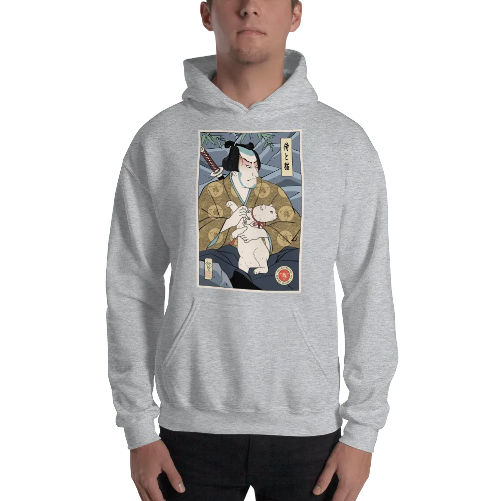 Samurai & Cat Funny Japanese Ukiyo-e Unisex Hoodie - Samurai Original