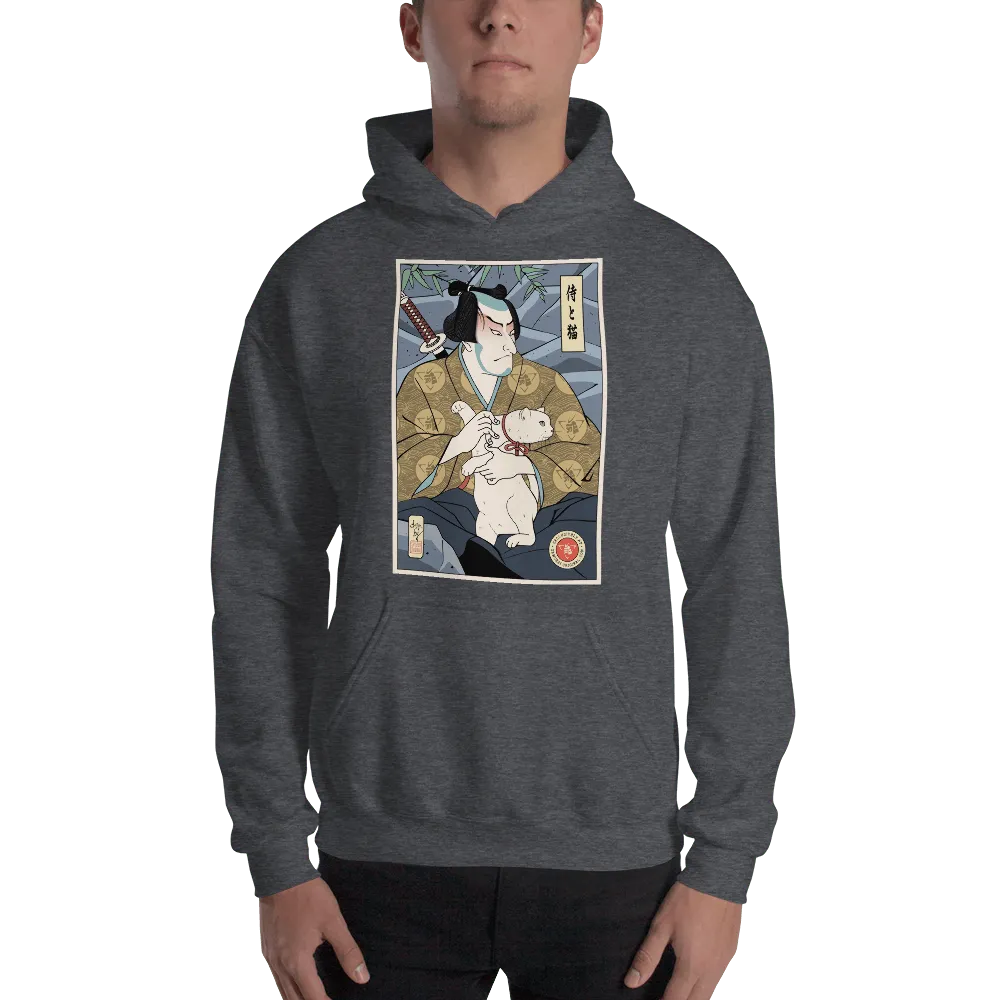 Samurai & Cat Funny Japanese Ukiyo-e Unisex Hoodie - Samurai Original