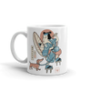 Samurai & Dachshund Walking Funny Japanese Ukiyo-e White Glossy Mug - Samurai Original