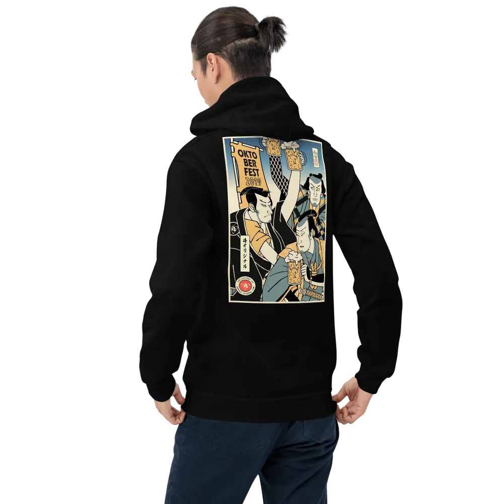 Samurai and Beer Oktoberfest Japanese Ukiyo-e Unisex Hoodie 2 - Samurai Original