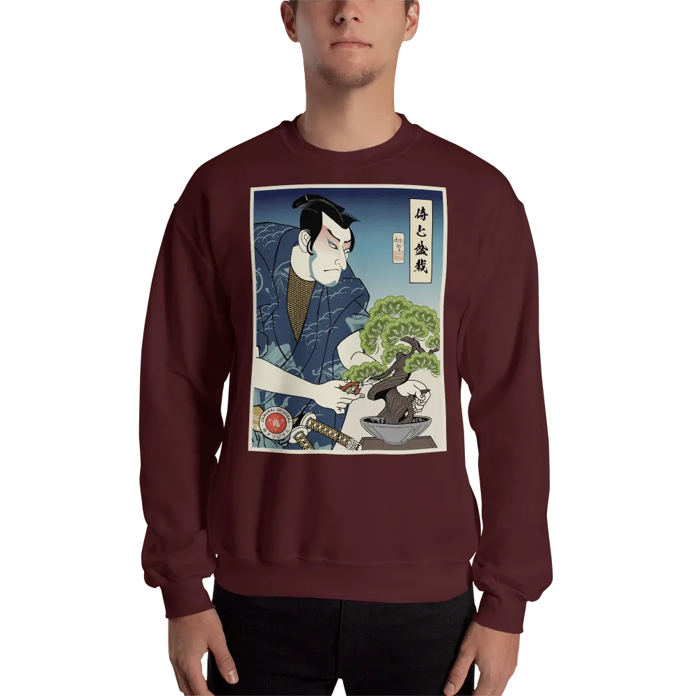 Samurai and Bonsai Tree Japanese Ukiyo-e Unisex Sweatshirt - Samurai Original