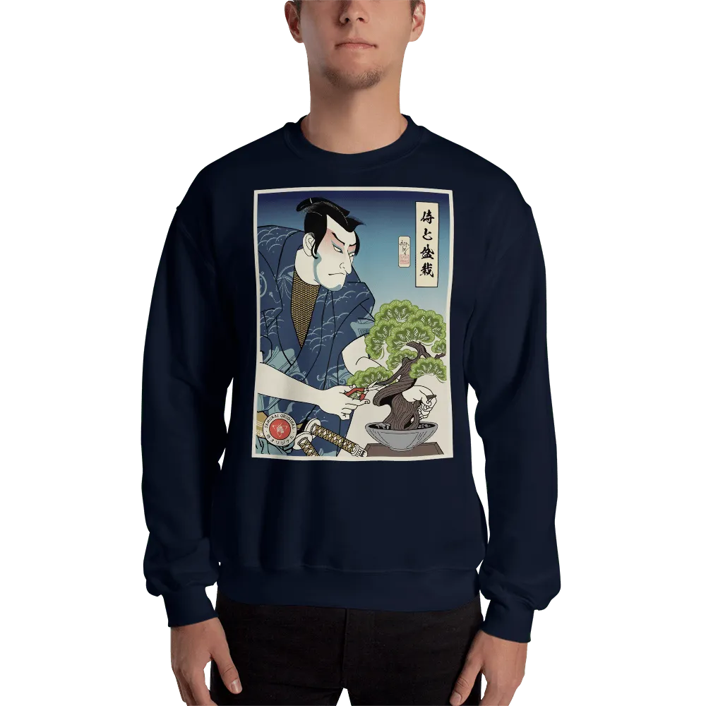 Samurai and Bonsai Tree Japanese Ukiyo-e Unisex Sweatshirt - Samurai Original