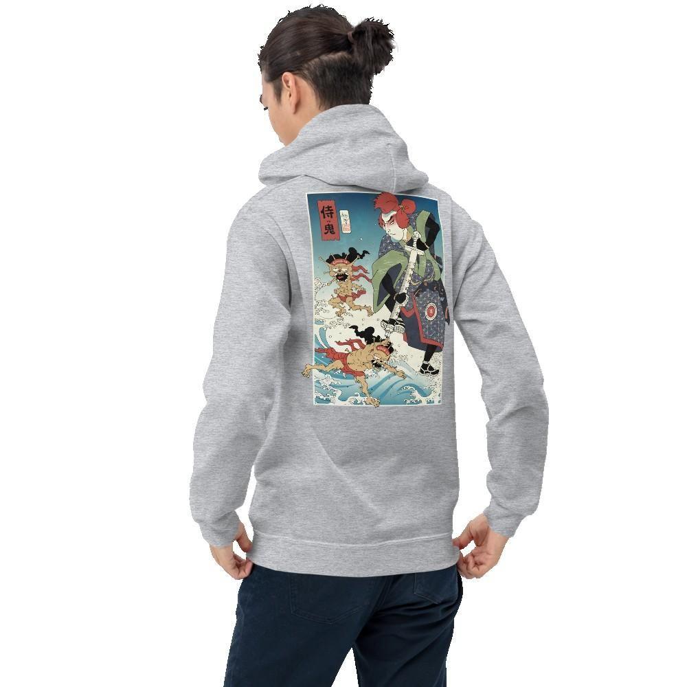 Samurai vs Demon Covid Ukiyo-e Unisex Hoodie Samurai Original