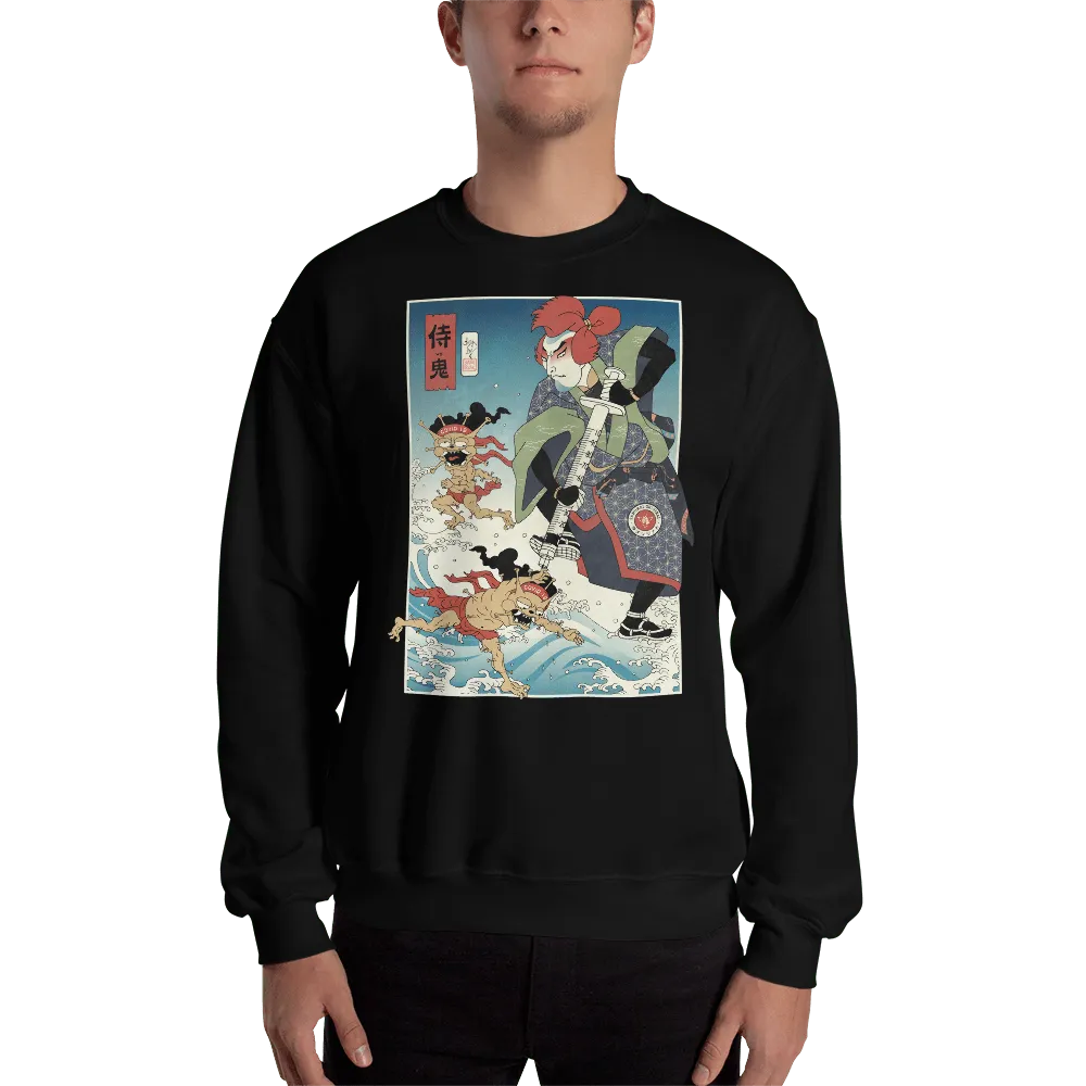 Samurai vs Demon Covid Ukiyo-e Unisex Sweatshirt Samurai Original